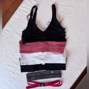 Lululemon Bundle 3 Ever Essential ,1 Simply Gathered Bralette and two Headbands